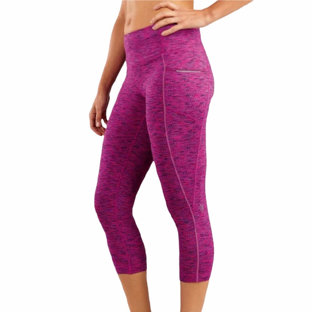 Title Nine Core Run By MPG Women’s Capri Leggings Heather Pink Pockets Size L
